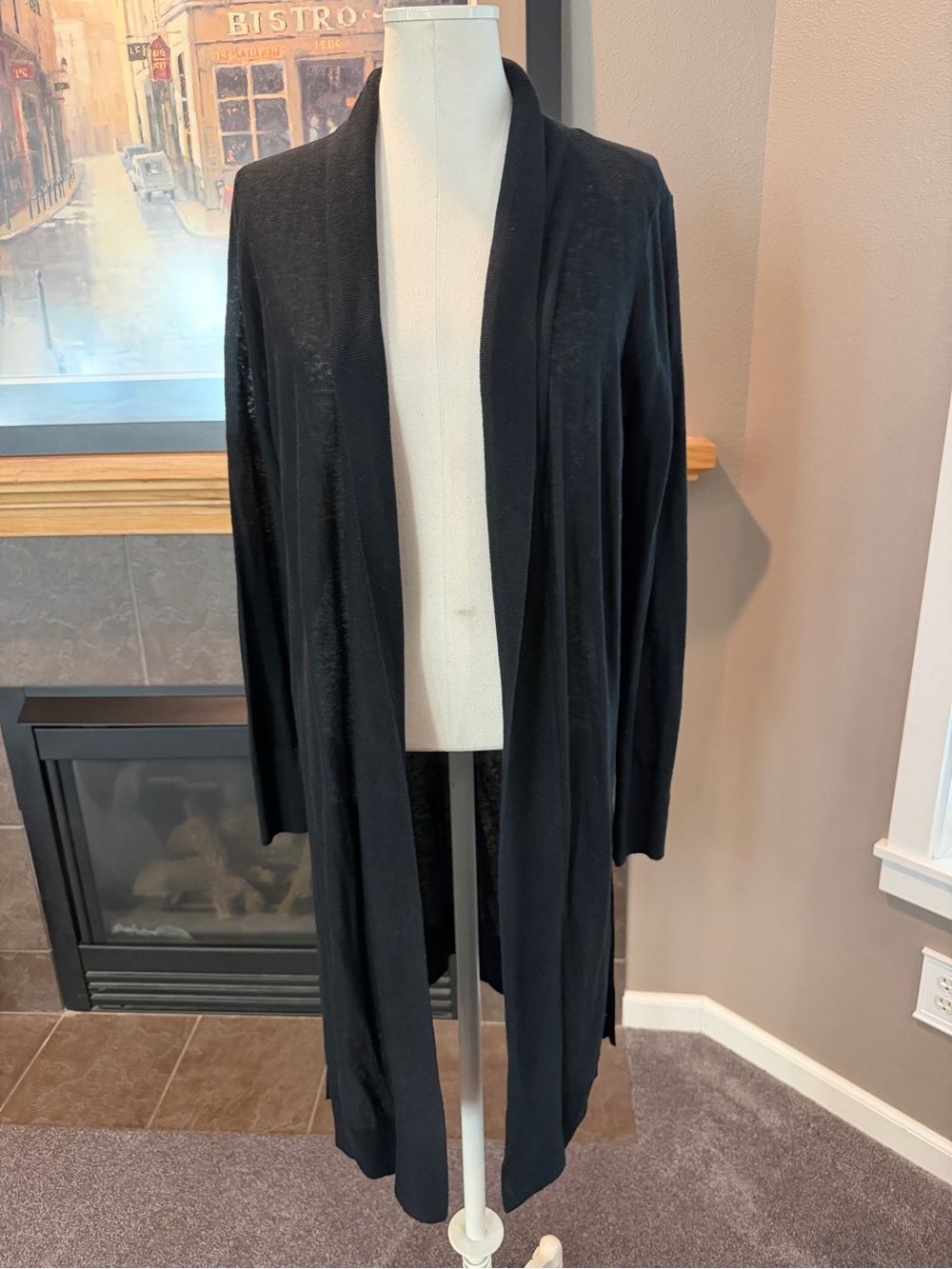 NWT LOFT Black Open-Front Draped Cardigan